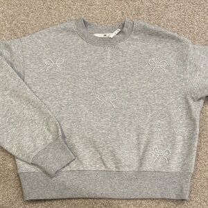 H&M Gray Crewneck Sweater with Bow Details